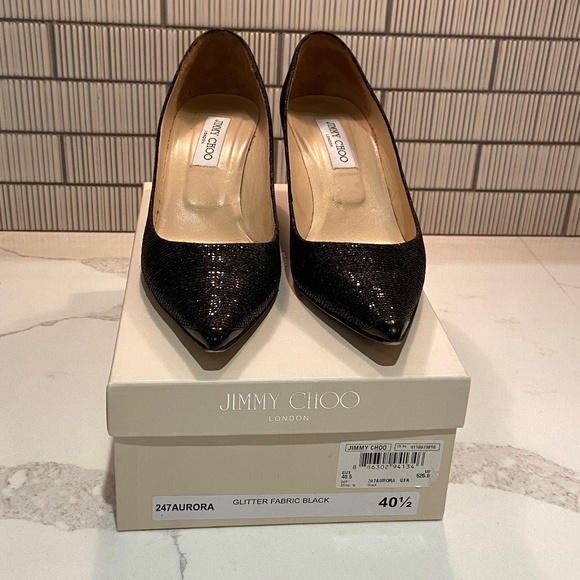 Jimmy Choo Black Glitter Pumps- 40.5 - Picture 2 of 4
